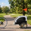 2 in 1 Hondenkar Voor Fiets Opvouwbare Hondenbuggy Voor Kleine & Middelgrote Honden Tot 20 Kg, Wit