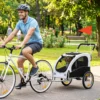 2 in 1 Hondenkar Voor Fiets Opvouwbare Hondenbuggy Voor Kleine & Middelgrote Honden Tot 20 Kg, Wit