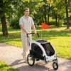 2 in 1 Hondenkar Voor Fiets Opvouwbare Hondenbuggy Voor Kleine & Middelgrote Honden Tot 20 Kg, Wit