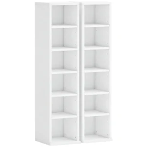 204 CD opbergrekken In Set Van 2, Blu Ray Torenstandaard Met Verstelbare Planken, Boekenkast organizer, Wit