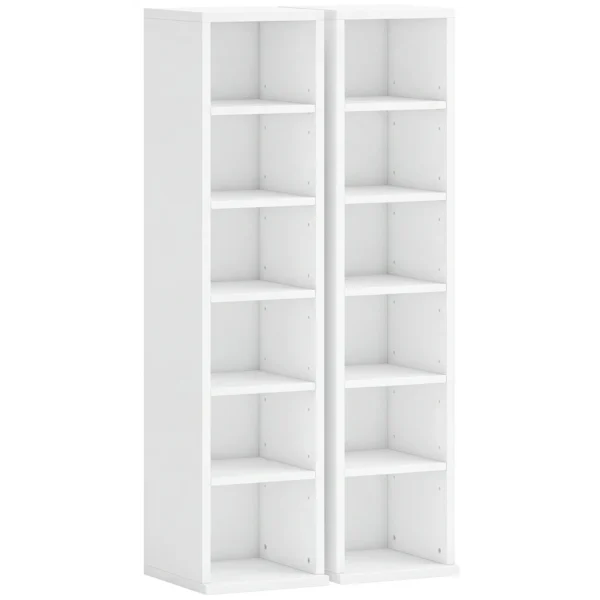 204 CD opbergrekken In Set Van 2, Blu Ray Torenstandaard Met Verstelbare Planken, Boekenkast organizer, Wit