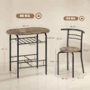 3 delige Eetgroep, Keukentafel En Stoelen Voor 2 Personen Met Rek, Woonkamer, Rustiek bruin Houtlook