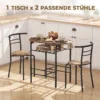 3 delige Eetgroep, Keukentafel En Stoelen Voor 2 Personen Met Rek, Woonkamer, Rustiek bruin Houtlook