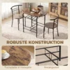 3 delige Eetgroep, Keukentafel En Stoelen Voor 2 Personen Met Rek, Woonkamer, Rustiek bruin Houtlook