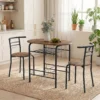 3 delige Eetgroep, Keukentafel En Stoelen Voor 2 Personen Met Rek, Woonkamer, Rustiek bruin Houtlook