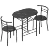 3 delige Eetgroep, Keukentafel En Stoelen Voor 2 Personen Met Rek, Woonkamer, Zwarte Marmer Look