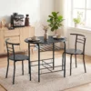 3 delige Eetgroep, Keukentafel En Stoelen Voor 2 Personen Met Rek, Woonkamer, Zwarte Marmer Look