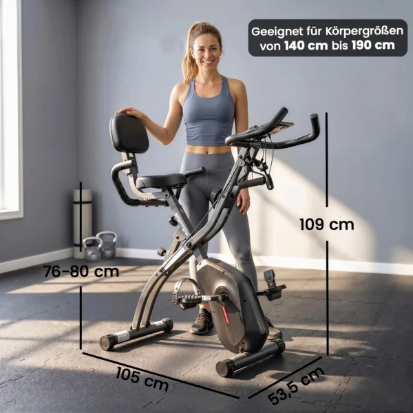 3 In 1 Hometrainer Fiets Opvouwbaar Stil Ligfiets Met LCD Monitor Bluetooth Hartslagsensor Weerstandsband