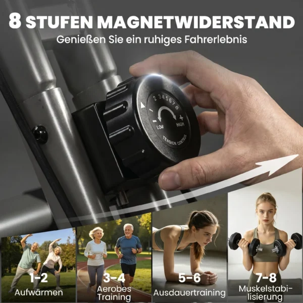 3 In 1 Hometrainer Fiets Opvouwbaar Stil Ligfiets Met LCD Monitor Bluetooth Hartslagsensor Weerstandsband