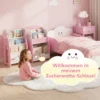 3 in 1 Kinderrek Met Speelgoedopslag, Modulair Boekenrek Met 4 Zakken & 3 Niveaus En Nachtkastje, Roze