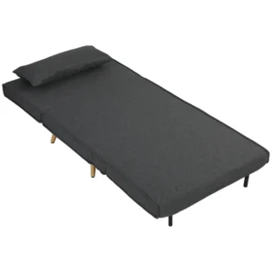 3 in 1 Opvouwbare Slaapstoel, Slaapfauteuil In Linnenlook Met Verstelbare Rugleuning En Dikke Bekleding, Grijs