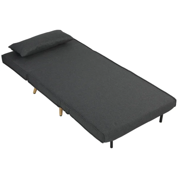 3 in 1 Opvouwbare Slaapstoel, Slaapfauteuil In Linnenlook Met Verstelbare Rugleuning En Dikke Bekleding, Grijs