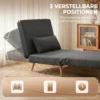 3 in 1 Opvouwbare Slaapstoel, Slaapfauteuil In Linnenlook Met Verstelbare Rugleuning En Dikke Bekleding, Grijs