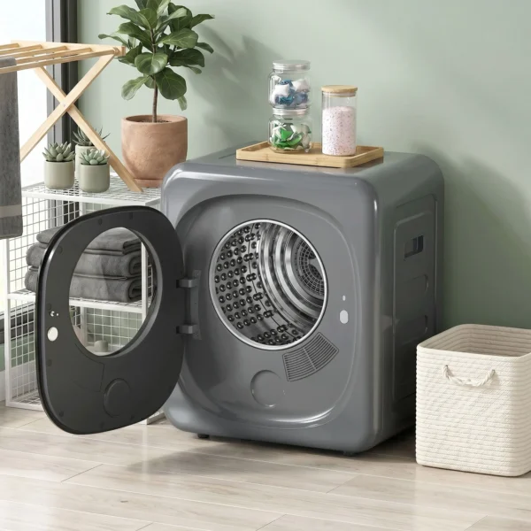 4 Kg Wasdroger, Compact Ontwerp, 5 Modi, Timer, Grijs+Zwart