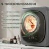 4 Kg Wasdroger, Compact Ontwerp, 5 Modi, Timer, Grijs+Zwart