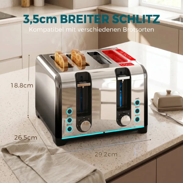 4 Sneetjes Broodrooster Met 7 Bruiningsniveaus, Opwarm , Ontdooi En Annuleerfunctie