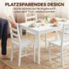 5 delig Eetkamerset Voor 4 Personen, Rechthoekige Eettafel En Stoelen Van Massief Hout, Voor Kleine Ruimtes, Wit
