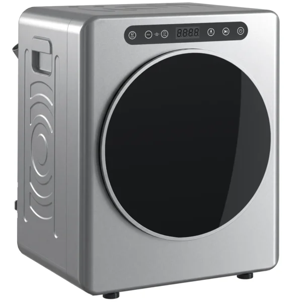 5kg Ablufttrockner, 1000W Compacte Vrijstaande Voorlader Wasdroger Met Roestvrijstalen Trommel, Timer, Zilver