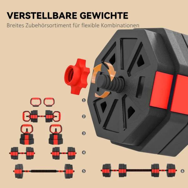 6 in 1 Dumbbell Set Korte Halter Set Korte Halters Lange Halters Verstelbaar 30 KG Voor Krachttraining Thuis