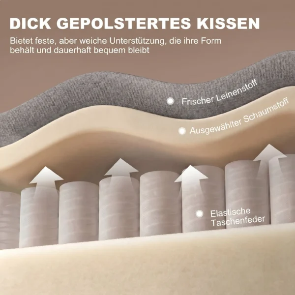 Accentstoel Met 360° Draaivoet, Vrijetijdsclubstoel, Stoffen Bekleding In Linnenlook, Met Kussen In Lichtgrijs