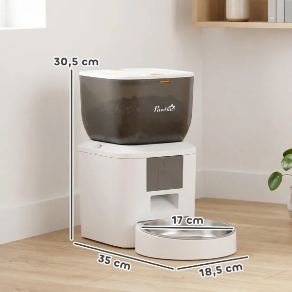 Automatische Kattenvoerautomaat, 2,4G WLAN, 4L, App besturing, 1 10 Maaltijden, 10s Voeroproep