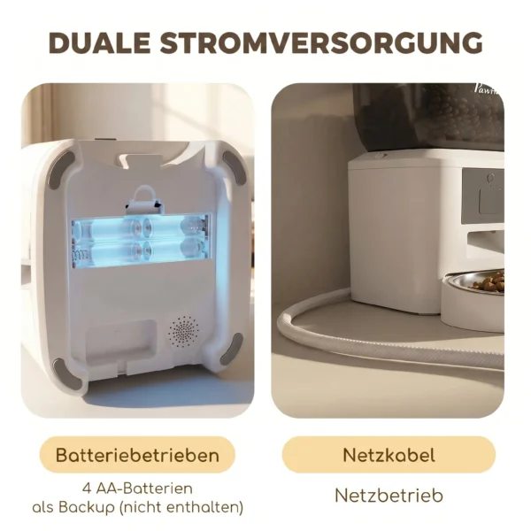 Automatische Kattenvoerautomaat, 2,4G WLAN, 4L, App besturing, 1 10 Maaltijden, 10s Voeroproep