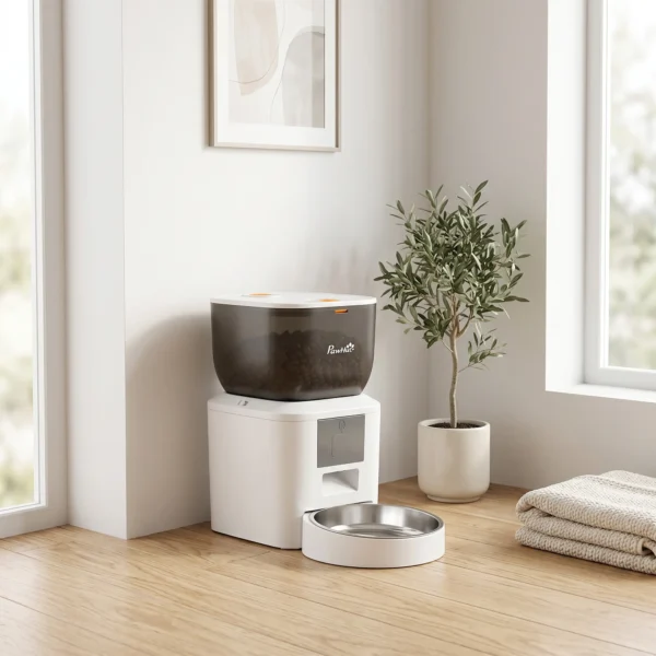 Automatische Kattenvoerautomaat, 2,4G WLAN, 4L, App besturing, 1 10 Maaltijden, 10s Voeroproep