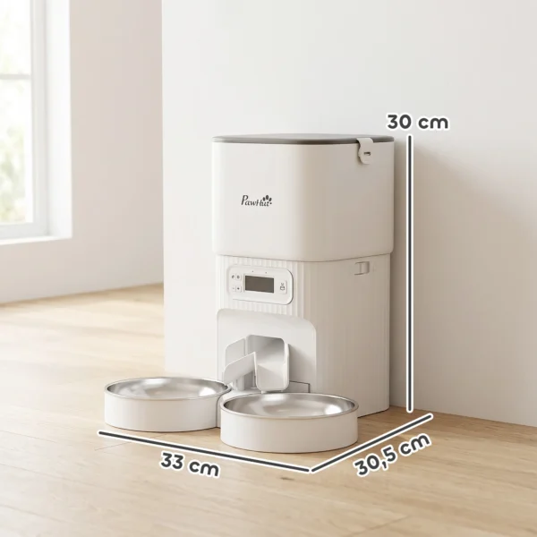 Automatische Kattenvoerdispenser Met Timer, Portieverdeling En 2 Roestvrijstalen Kommen