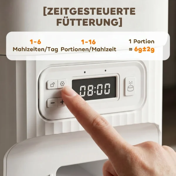 Automatische Kattenvoerdispenser Met Timer, Portieverdeling En 2 Roestvrijstalen Kommen