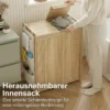 Bamboe Wasmand Met Afneembare Trekkoordzak En Zijopbergvakken, 120L, Natuur