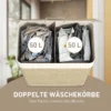 Bamboe Wasmand Met Deksel 2 Vakken 100 L Wasverzamelaar Met Touwgrepen, Uitneembare Waszak
