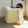 Bamboe Wasmand Met Deksel 3 Vakken 144L Wasverzamelaar Met Touwgrepen, Uitneembare Waszak