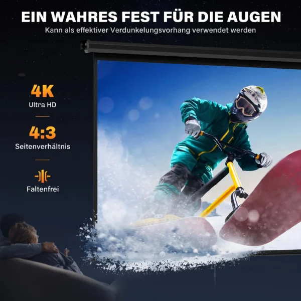 Beamer Scherm 171 X 128 Cm 84 Inch 4:3 HD 4K Projectiescherm Kunststof, Metaal Home Cinema