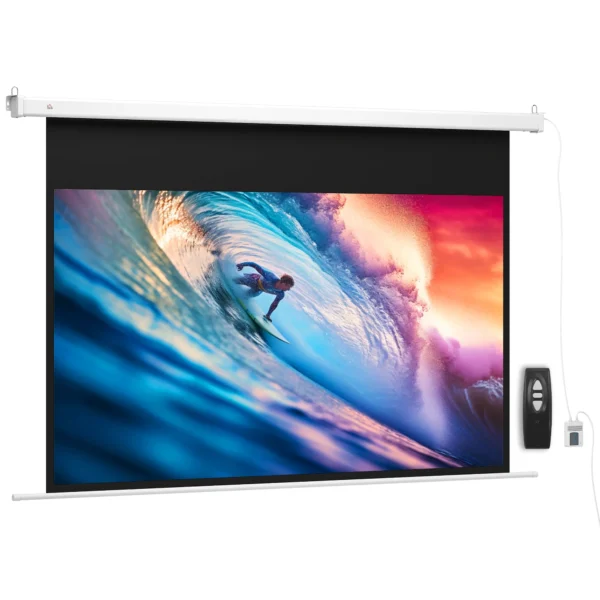 Beamer Scherm 212 X 150 Cm 120 Inch 16:9 HD 4K Projectiescherm Elektrisch Met Afstandsbediening, Wit