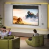 Beamer Scherm 212 X 150 Cm 120 Inch 16:9 HD 4K Projectiescherm Elektrisch Met Afstandsbediening, Wit