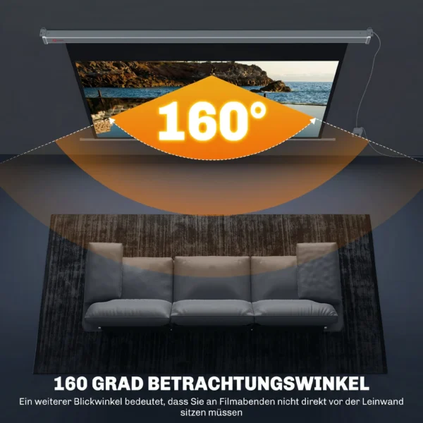 Beamer Scherm 212 X 150 Cm 120 Inch 16:9 HD 4K Projectiescherm Elektrisch Met Afstandsbediening, Wit