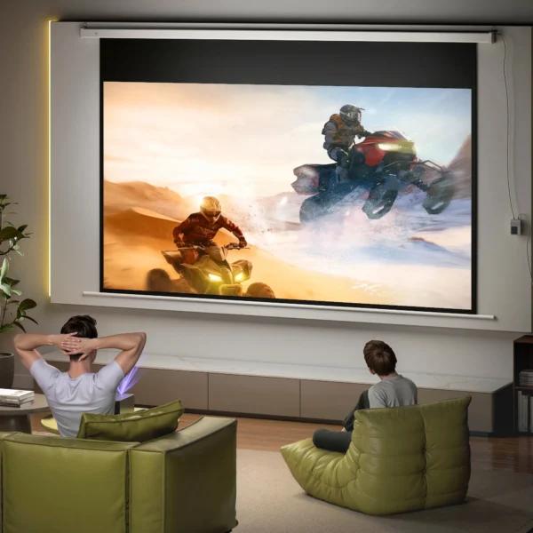 Beamer Scherm 293 X 193 Cm 120 Inch 16:9 HD 4K Projectiescherm Elektrisch Met Afstandsbediening, Wit