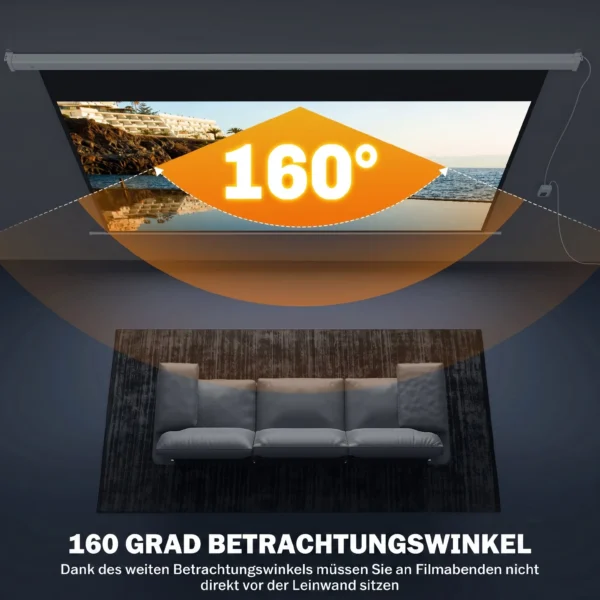 Beamer Scherm 293 X 193 Cm 120 Inch 16:9 HD 4K Projectiescherm Elektrisch Met Afstandsbediening, Wit