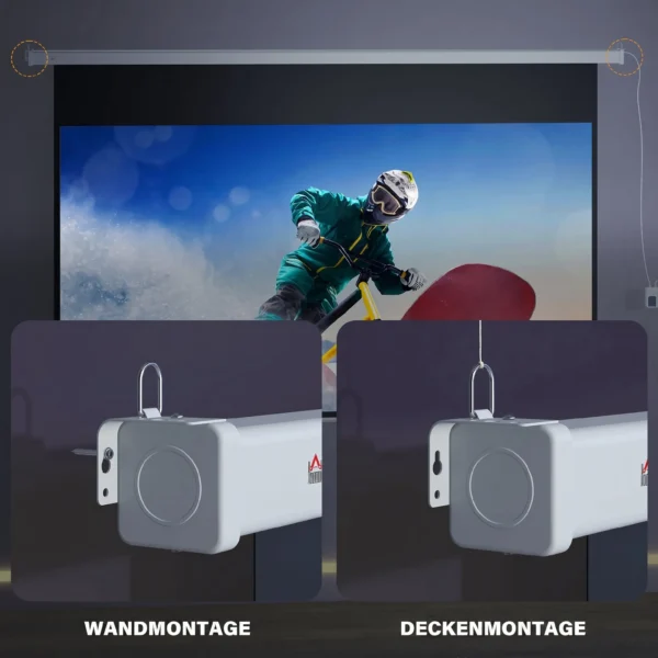 Beamer Scherm 293 X 193 Cm 120 Inch 16:9 HD 4K Projectiescherm Elektrisch Met Afstandsbediening, Wit
