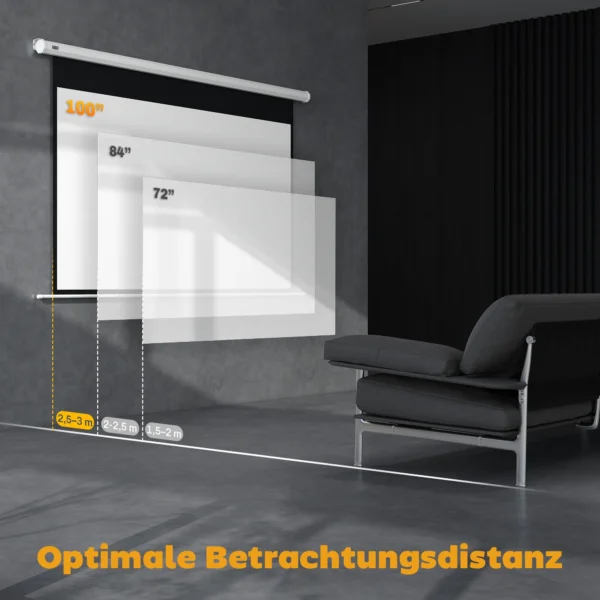 Beamer Scherm, Projectiescherm, 16:9, 100 Inch, Afstandsbediening, Motor