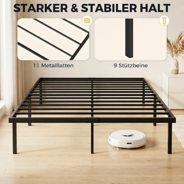 Bedframe, 140 X 200 Cm Metalen Bed Met Opbergruimte Onder Het Bed, Metalen Frame Met Lattenbodem, Geen Boxspring Nodig