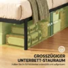 Bedframe, 140 X 200 Cm Metalen Bed Met Opbergruimte Onder Het Bed, Metalen Frame Met Lattenbodem, Geen Boxspring Nodig