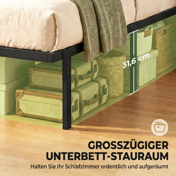 Bedframe, 140 X 200 Cm Metalen Bed Met Opbergruimte Onder Het Bed, Metalen Frame Met Lattenbodem, Geen Boxspring Nodig