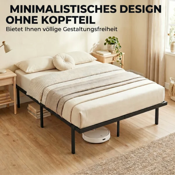 Bedframe, 140 X 200 Cm Metalen Bed Met Opbergruimte Onder Het Bed, Metalen Frame Met Lattenbodem, Geen Boxspring Nodig