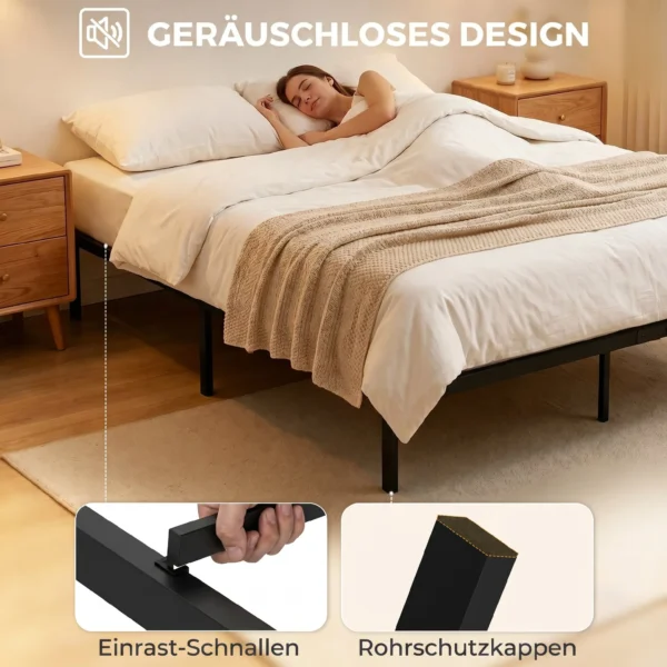 Bedframe, 140 X 200 Cm Metalen Bed Met Opbergruimte Onder Het Bed, Metalen Frame Met Lattenbodem, Geen Boxspring Nodig