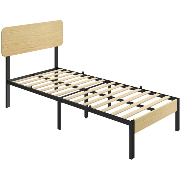 Bedframe 90 X 200 Cm Met Hoofdeinde, Platformbed, Eenpersoonsbed Met Opbergruimte Onder Het Bed
