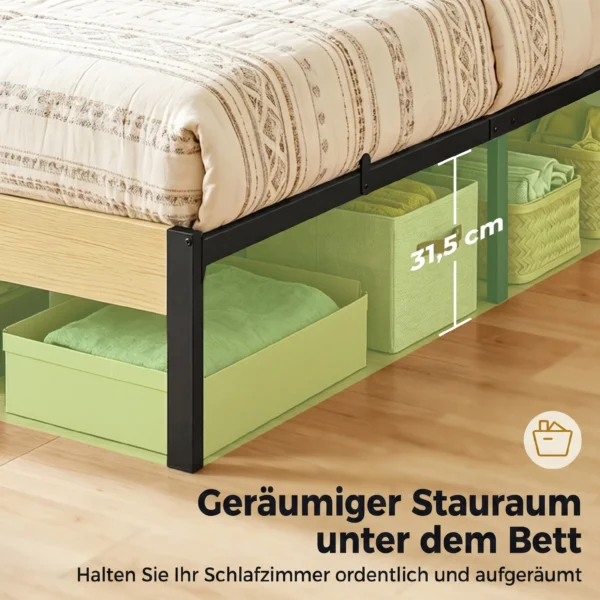Bedframe 90 X 200 Cm Met Hoofdeinde, Platformbed, Eenpersoonsbed Met Opbergruimte Onder Het Bed