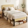 Bedframe 90 X 200 Cm Met Hoofdeinde, Platformbed, Eenpersoonsbed Met Opbergruimte Onder Het Bed