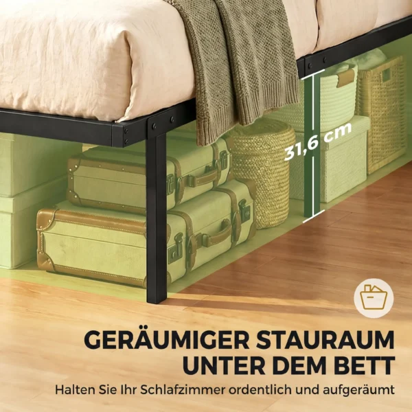 Bedframe, 90 X 200 Cm Metalen Bed Met Opbergruimte Onder Het Bed, Metalen Frame Met Lattenbodem, Geen Boxspring Nodig