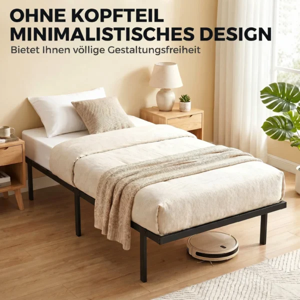Bedframe, 90 X 200 Cm Metalen Bed Met Opbergruimte Onder Het Bed, Metalen Frame Met Lattenbodem, Geen Boxspring Nodig